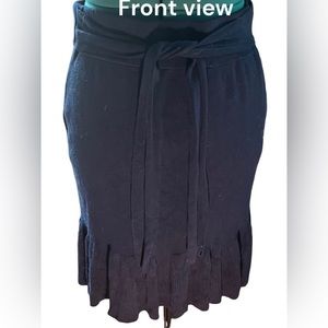 Max Studio Stretch Knit Skirt with Tie Front and Ruffle Bottom
